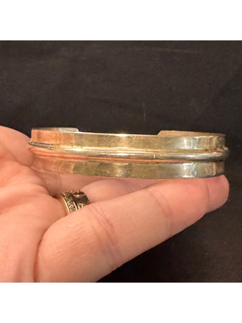 Solid Sterling Silver 925 Wide Layered Open Cuff Bracelet Size 7.5" Fit